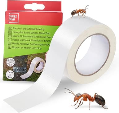SWISSINNO Limring Självhäftande – Myrskydd för Träd – Klisterband mot Myror – Trädband Insektsbarriär – Skydd för Fruktträd – 1 Limband: 5 m x 5 cm